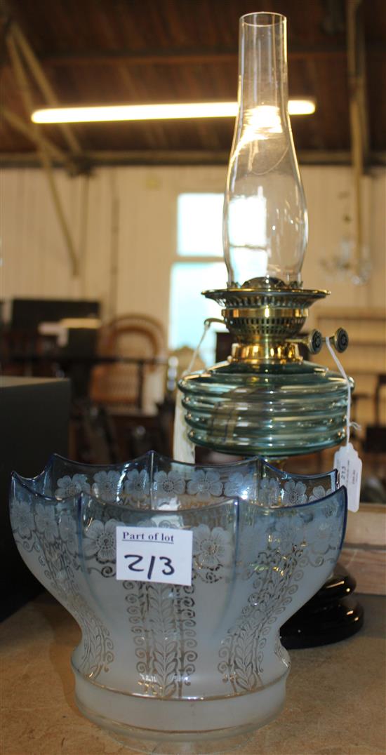 Blue glass oil lamp